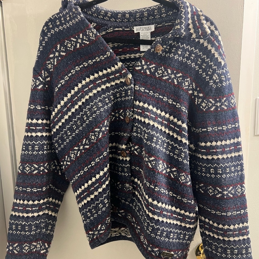 Vintage Navy Northern Reflections Button Up Cardigan Sweater